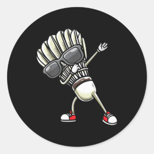 Badminton Shuttle Dancing Classic Round Sticker
