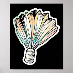 Badminton Shuttle Drawing Badmintonist  Poster