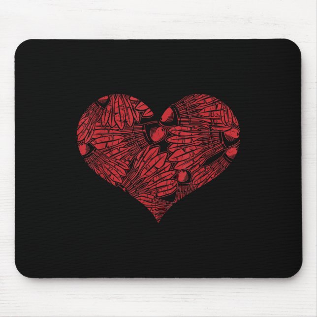 Badminton Shuttle Heart  Mouse Mat (Front)