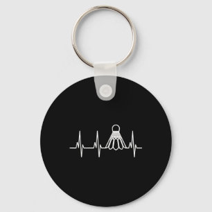 Badminton Shuttle Heartbeats  Key Ring