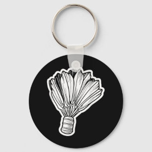 Badminton Shuttle Line Art Key Ring