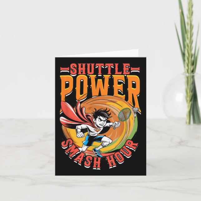 Badminton Shuttle Power Smash Hour  Card (Front)