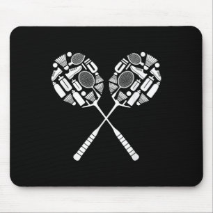 Badminton Shuttle Racket Equipment Icon Silhouette Mouse Mat