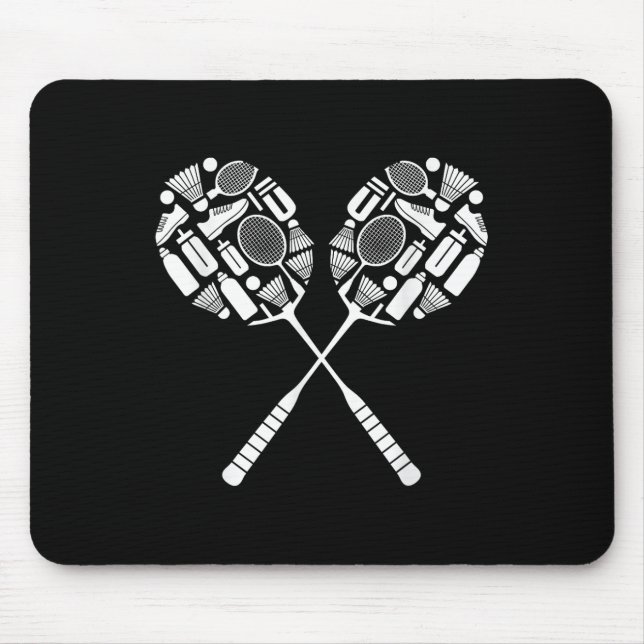 Badminton Shuttle Racket Equipment Icon Silhouette Mouse Mat (Front)