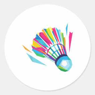 Badminton Shuttle Racquet Sport Badminton Pop Art Classic Round Sticker