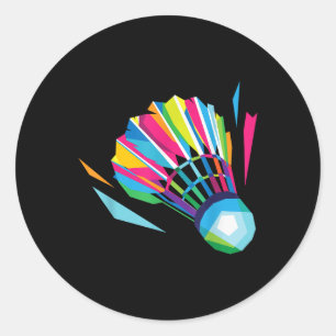 Badminton Shuttle Racquet Sport Badminton Pop Art Classic Round Sticker