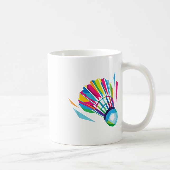 Badminton Shuttle Racquet Sport Badminton Pop Art  Coffee Mug (Right)