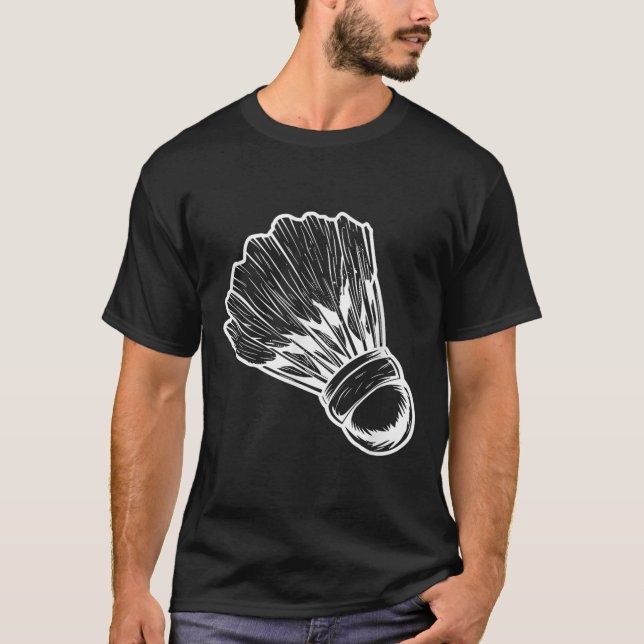 Badminton Shuttle Sketch Badmintonist  T-Shirt (Front)