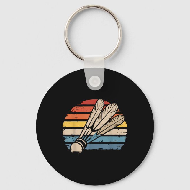 Badminton Shuttle Sunset Distressed Funny Shuttle  Key Ring (Front)