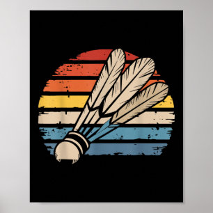 Badminton Shuttle Sunset Distressed Funny Shuttle Poster