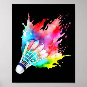 Badminton Shuttle Watercolor Player Gift Artistic Poster