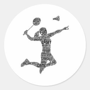Badminton Shuttle Women Girls Classic Round Sticker