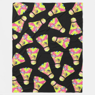 Badminton Shuttlecock Art Colourful pattern gift Fleece Blanket