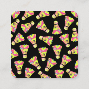 Badminton Shuttlecock Art Colourful pattern gift Square Business Card