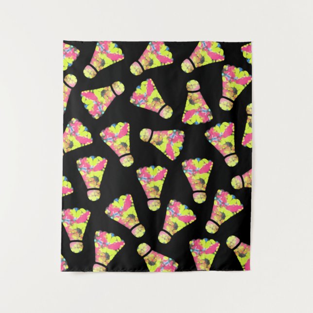 Badminton Shuttlecock Art Colourful pattern gift Tapestry (Front)
