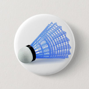 Badminton Shuttlecock Birdie Blue Sports 6 Cm Round Badge