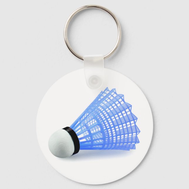 Badminton Shuttlecock Birdie Blue Sports Key Ring (Front)