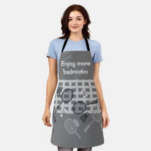 Badminton shuttlecock black and white on grey apron