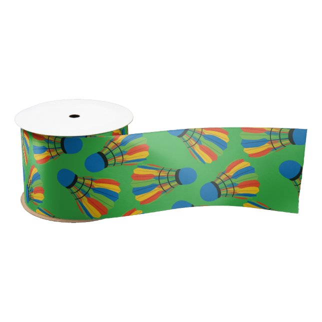 Badminton Shuttlecock Design  Satin Ribbon (Spool)