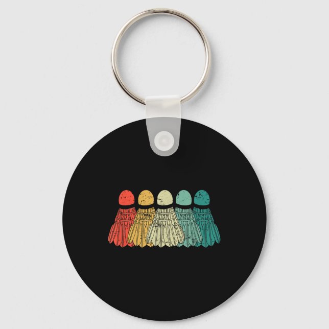 Badminton Shuttles Game Match Racket Ball Retro Vi Key Ring (Front)