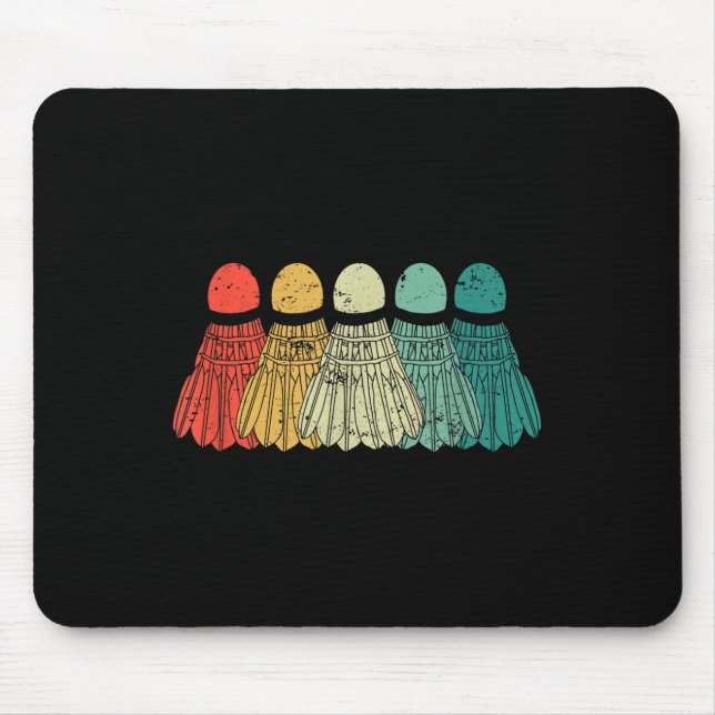 Badminton Shuttles Game Match Racket Ball Retro Vi Mouse Mat (Front)