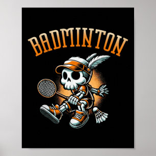 Badminton Skeleton With Racket And Shuttle  Poster