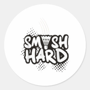 Badminton Smash Hard Champion Gift  Classic Round Sticker
