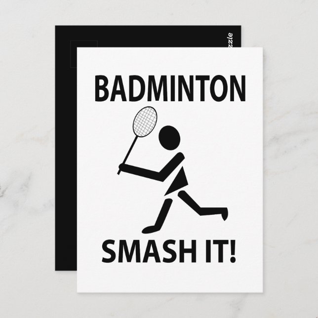 Badminton Smash It Sports Badminton Postcard (Front/Back)