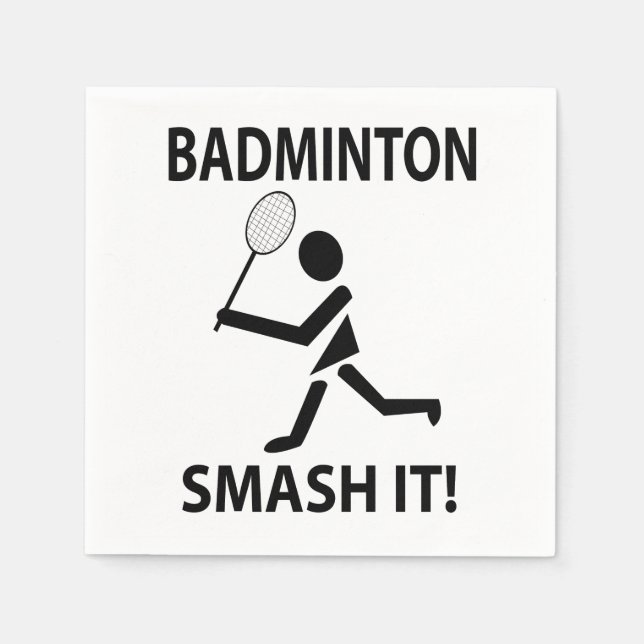 Badminton Smash It Sports Player Badminton Party Napkin (Front)