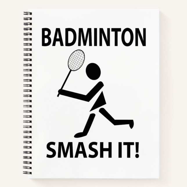 Badminton Smash It Sports Player Coach Badminton Notebook (Front)