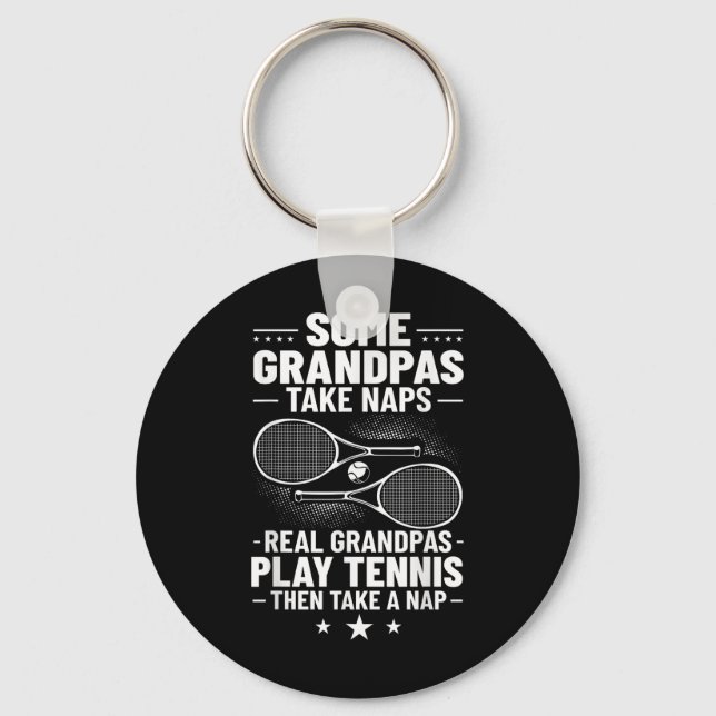 Badminton Some Grandpas Take Naps Real Grandpas Pl Key Ring (Front)