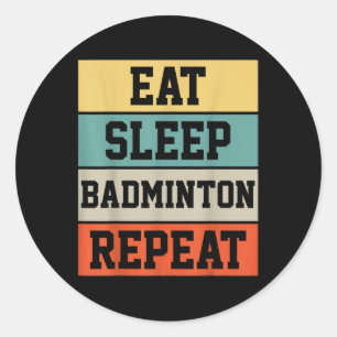 Badminton Sport Player Retro Funny Gift  Classic Round Sticker
