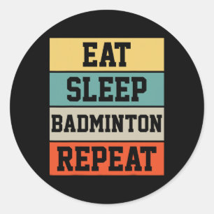 Badminton Sport Player Retro Funny Gift  Classic Round Sticker