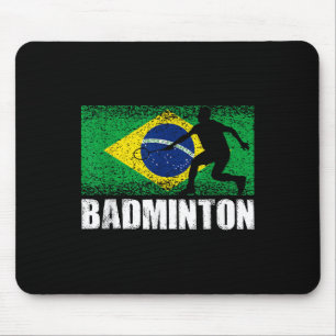 Badminton Sport, Retro Brazil Flag, Brazilian  Mouse Mat