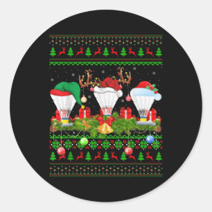 Badminton Sports Lover Xmas Santa Ugly Badminton C Classic Round Sticker