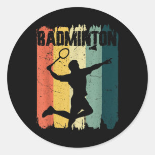 Badminton Sports Retro Vintage Badminton Player  Classic Round Sticker