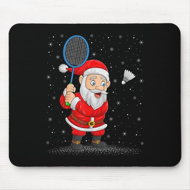 Badminton Sports Santa Claus Playing Badminton Chr Mouse Mat (Front)