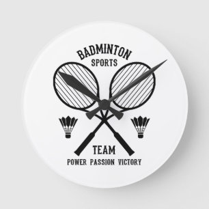 Badminton Sports Team Round Clock