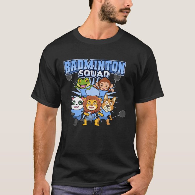Badminton Squad Animal Badminton Racket Sports T-Shirt (Front)