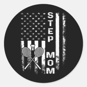 Badminton Step Mum American Flag Vintage Christmas Classic Round Sticker