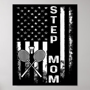 Badminton Step Mum American Flag Vintage Christmas Poster