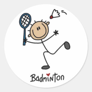 Badminton Stick Figure Classic Round Sticker