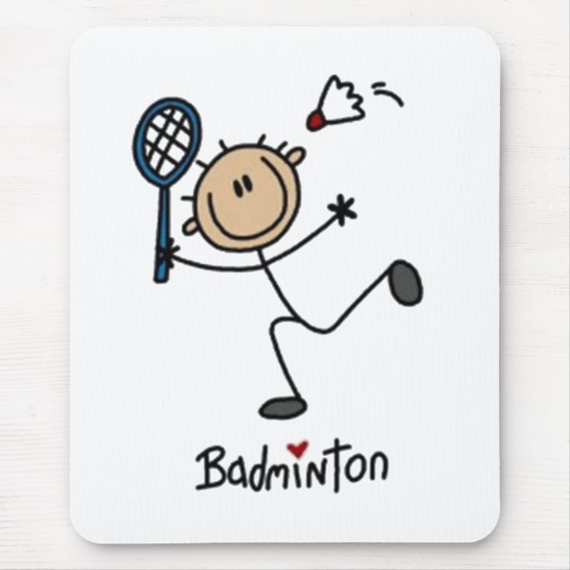 Badminton Stick Figure Mouse Mat (Front)