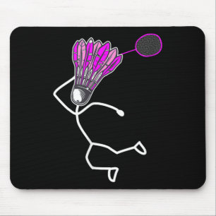Badminton Stylish Cool Stick Figure Girl Mouse Mat