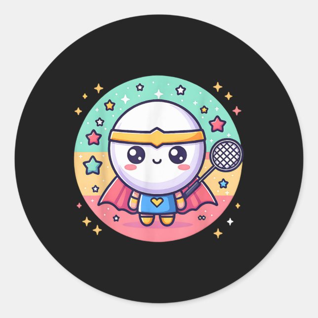 Badminton Superhero Super Hero Badminton  Classic Round Sticker (Front)