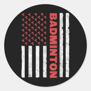 Badminton Team American Flag Usa Badminton For Wom Classic Round Sticker