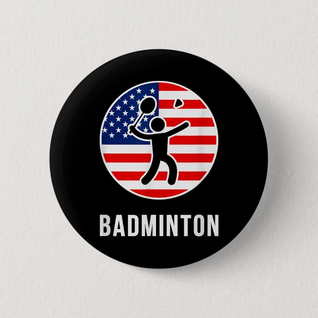 Badminton Usa  6 Cm Round Badge (Front)
