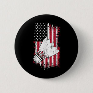 Badminton - Usa American Flag Badminton Tees Women 6 Cm Round Badge