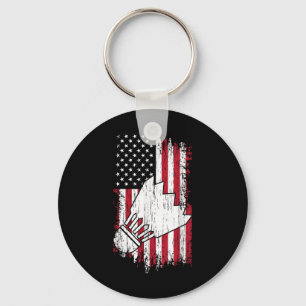 Badminton - Usa American Flag Badminton Tees Women Key Ring