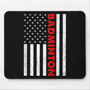 Badminton Usa Flag Graphic Badminton Player Shuttl Mouse Mat